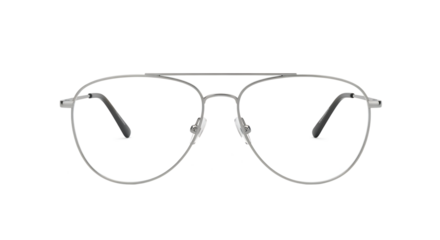 Stylish Silver Aviator Eyeglasses Frame Clear Lens Fashionable Accessory Isolated on White Background