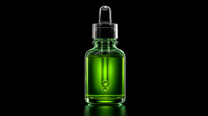 bottle of green liquid serum	
