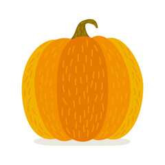 Bright Orange Pumpkin Vector Illustration for Autumn and Halloween Design.