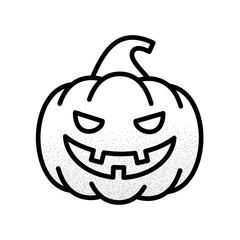 Smiling Halloween Pumpkin Line Icon. Jack-o-Lantern Vector Illustration.