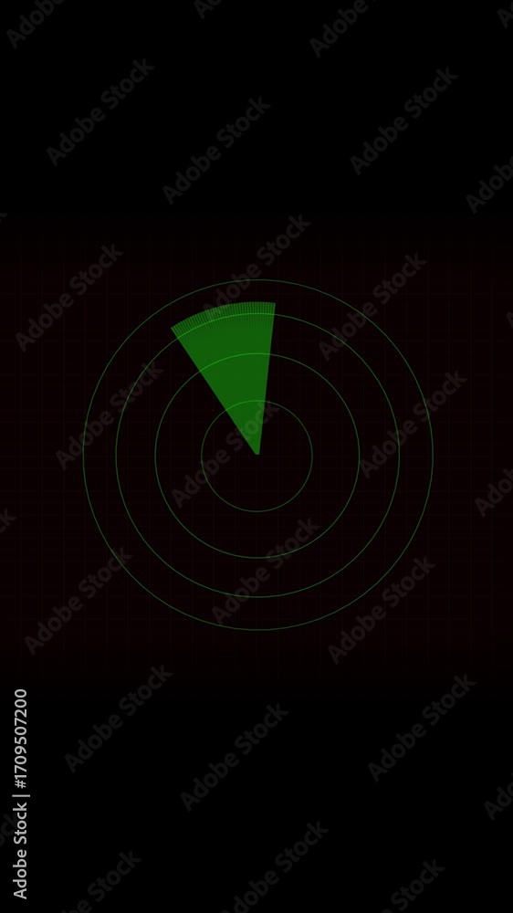 Poster radar detection system motion graphics military interface vertical video. futuristic radar screen di