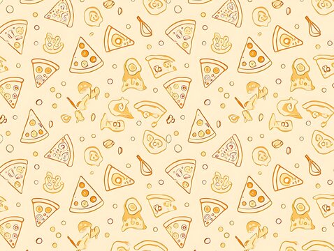 Seamless Pizza Pattern Background with Toppings and Circles for Fun and Playful Designs Perfect for Food Lovers