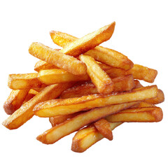 Crispy Golden French Fries Piled High Appetizing Fast Food Snack Isolated Transparent Background PNG no background