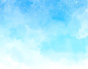 Light-blue watercolor sky, speckled with tiny white stars