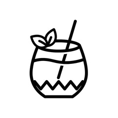 Cocktail with mint and straw isolated on transparent background