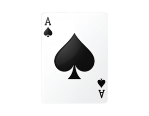 Classic Ace of Spades Playing Card Vector, Front View, Isolated on Transparent Background