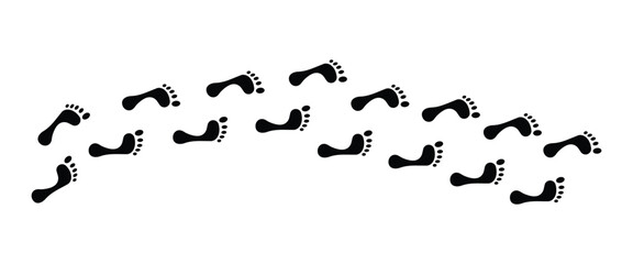Human Footprints Trail Vector Set – Barefoot, Shoe Tread, Footstep Icons and Silhouette Collection