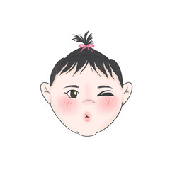 Girl cute face character