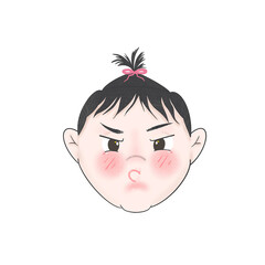 Girl cute face mad character