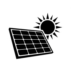 Illustration of a solar panel with multiple cells and a sun symbol radiating light in black and white created with generated ai