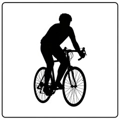 Obraz premium Silhouette of a cyclist wearing a helmet riding a road bike with drop handlebars in a black and white image created with generated ai