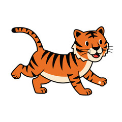 Cute Cartoon Tiger with Big Eyes