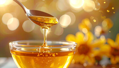 Honey Dripping from Silver Spoon