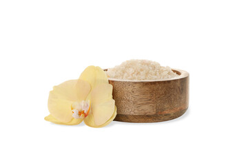 Orchid bath salt for a soothing spa treat, on white, PNG