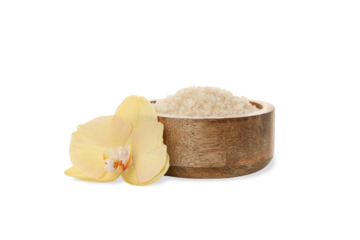 Orchid bath salt for a soothing spa treat, on white, PNG