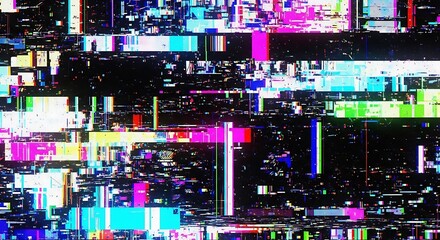Abstract digital artifacts pattern with colorful glitch effects design