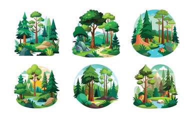 Six enchanting forest scenes nature landscapes trees rivers mountains