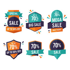 Obraz premium Collection of colorful sale banners with various discount offers.
