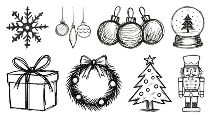 Obraz na płótnie Canvas Festive holiday sketch illustrations.