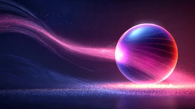 Abstract orb with vibrant neon light trails - Powered by Adobe