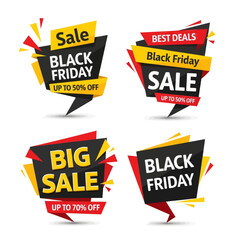 Promotional graphics for Black Friday sales events, featuring discounts and offers.
