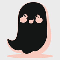 Spooky Ghost: A minimalist, adorable cartoon illustration of a friendly ghost, perfect for Halloween-themed design and playful content.