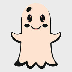 Cheerful Specter: A friendly cartoon ghost floats, exuding an air of whimsy and gentle mirth, perfect for conveying concepts of the supernatural in a lighthearted fashion.