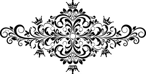 Elegant royal flourish with intricate swirling patterns and regal crown accents for luxury design © Muhammad