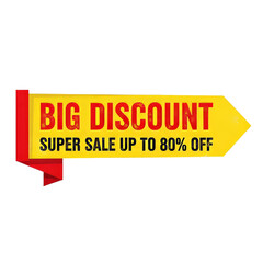 A yellow banner with red accents, advertising a big discount and super sale up to 80% off.