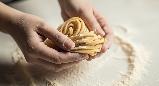 Hands Kneading Fresh Pasta Dough.