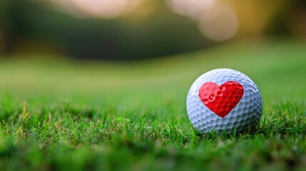 Golf Ball with Heart on Green.
