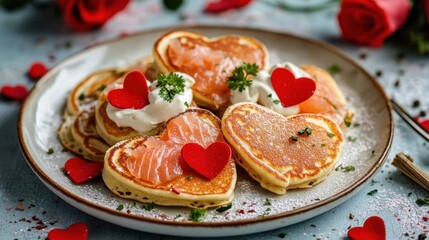 Romantic HeartShaped Pancakes.