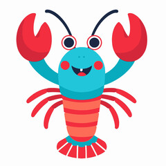 Lobster with a friendly grin, isolated on white. Perfect for seafood restaurant menus, marinethemed designs, or cheerful animal illustrations.