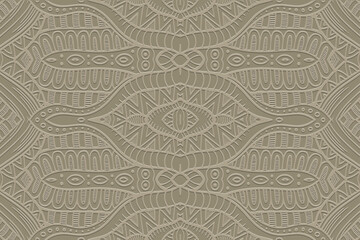 Ethnic light background, banner, tribal cover design, mural. Geometric embossed exotic boho pattern. Handmade in the style of doodling, zentangle. Motifs of the East, Asia, India, Mexico, Aztec, Peru.