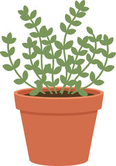 Obraz premium Simple Flat Style Growing Potted Plant with Green Leaves Illustration
