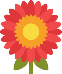 Simple Flat Style Red Blossom with Yellow Center Graphic Icon