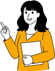 Smiling Business Woman Holding Paper Illustration