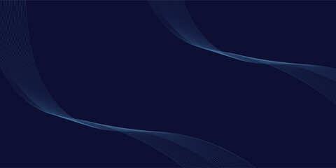 Abstract dark blue banner template. Vector minimal wavy line background with text for social media cover, header. modern eps10