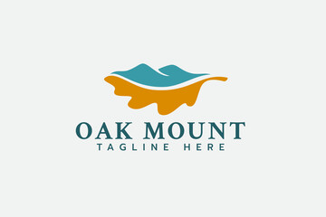Oak leaf logo with mountains. It's great for outdoor activity businesses, travel, adventure, etc.
