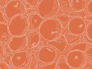 seamless pattern with apple fruit. hand drawn outline on holiday season vibes background. high resolution for design with a whimsical and enchanting harvest theme