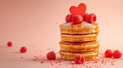 Romantic Pancake Stack for Valentines Day.