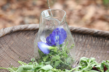 	ハーブ水を作る様子