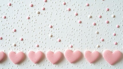 Pink Hearts and Dots Background.