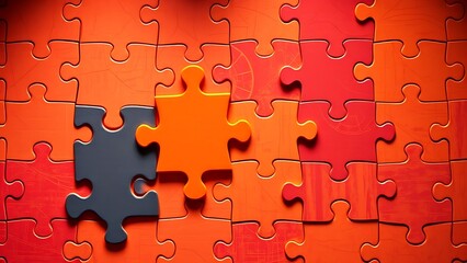 Fototapeta premium Abstract business strategy concept featuring interlocking puzzle pieces in warm tones.