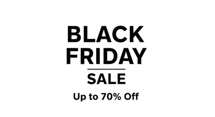 Exciting Black Friday sale announcement with up to 70% off