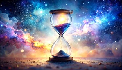 Cosmic Hourglass Times Passage Through a Galaxy of Stars and Nebulae.