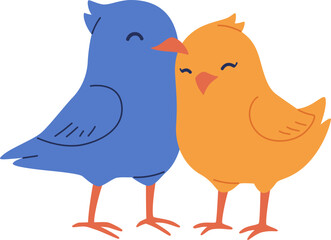 Cute Bird Couple Cuddling Illustration