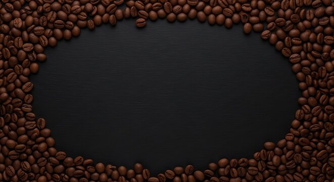 Coffee Beans Frame on Dark Background.