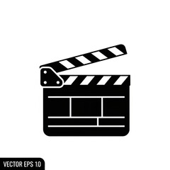 Isolated black and white clapperboard icon for filmmaking and movie production on a white background created with generated ai