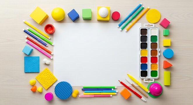 Colorful School Supplies and Shapes.